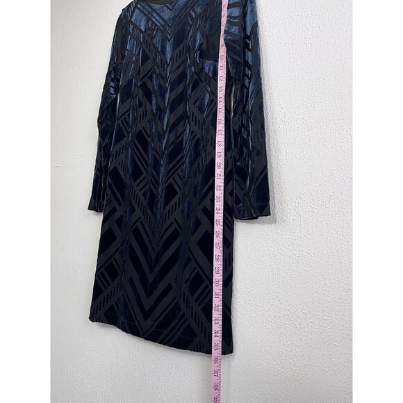 Vince Camuto Burnout Emerald Green Velvet Dress Long Sleeve Geometric Size 6 - Picture 3 of 7